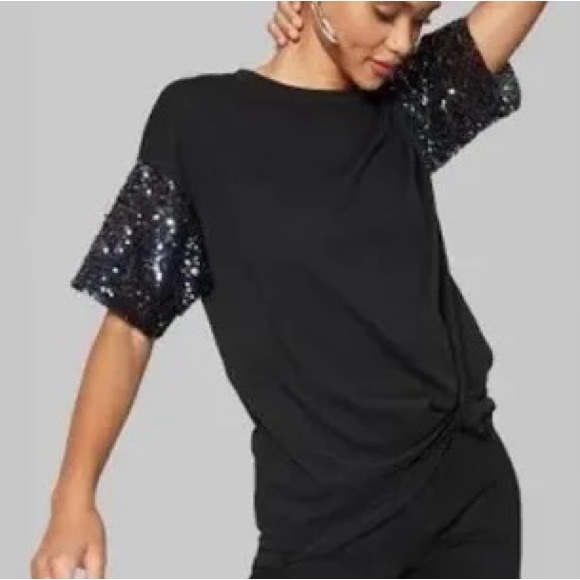 Wild Fable Oversized Sequin Tee, sz Small - Picture 3 of 11